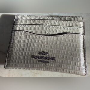 Coach Cream and Brown Embossed Card Holder